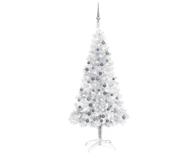vidaXL árbol de navidad preiluminado con luces y bolas plateado 150 cm | Brico Depôt Di Tendenza