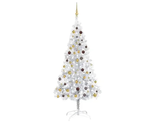 vidaXL árbol de navidad preiluminado con luces y bolas plateado 210 cm | Brico Depôt Solo Oggi