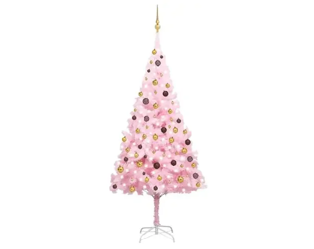 vidaXL árbol de navidad preiluminado con luces y bolas rosa 240 cm | Brico Depôt Promozione