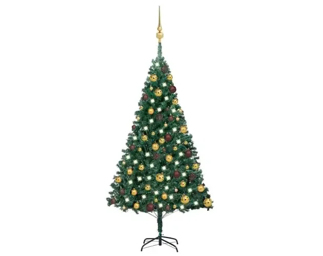 vidaXL árbol de navidad preiluminado con luces y bolas verde 120 cm | Brico Depôt Prezzo Conveniente