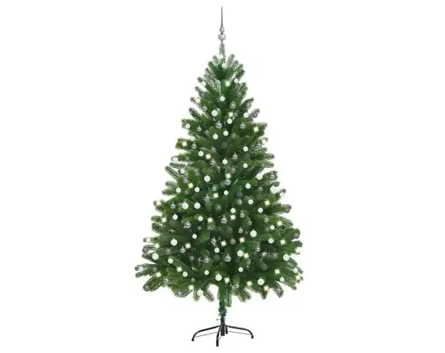 vidaXL árbol de navidad preiluminado con luces y bolas verde 210 cm | Brico Depôt Offerta Limitata