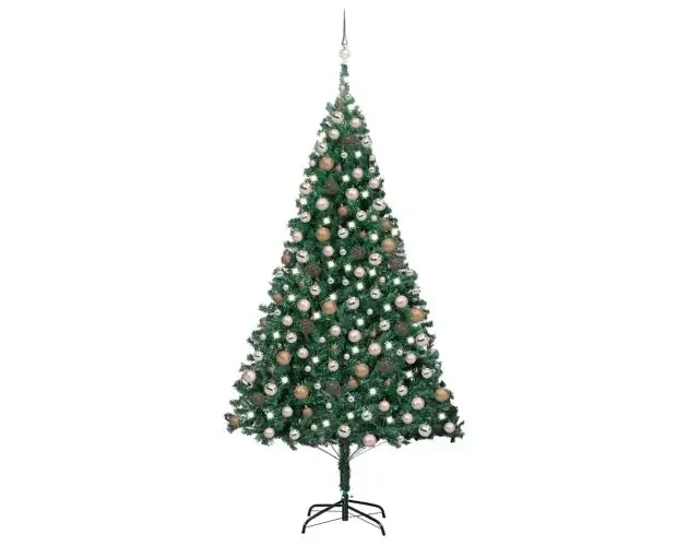 vidaXL árbol de navidad preiluminado con luces y bolas verde 240 cm | Brico Depôt Ultime Pezzi