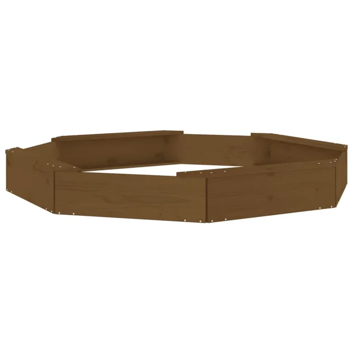 vidaXL Arenero con asientos octógono madera maciza de pino marrón miel (2)