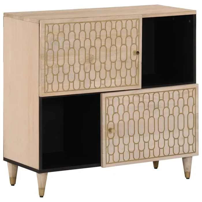 vidaXL Armario auxiliar madera maciza de mango 80x33x75 cm (3)