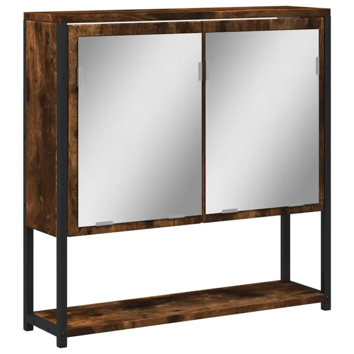 vidaXL Armario con espejo baño madera roble ahumado 60x16x60 cm (2)