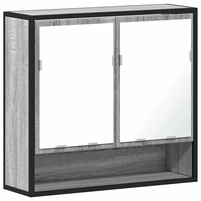 vidaXL Armario con espejo de baño madera gris sonoma 65x20x60 cm (2)