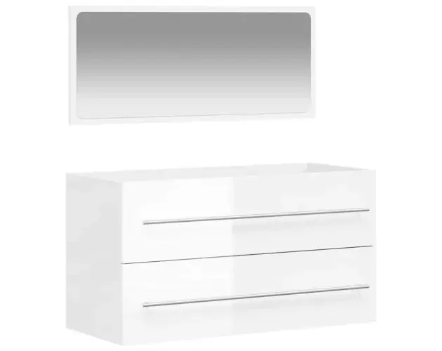 vidaXL armario de baño con espejo madera de ingeniería blanco brillo | Brico Depôt Sconto