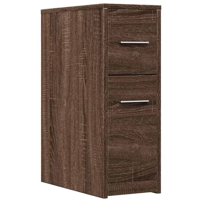 vidaXL Armario de baño estrecho con ruedas madera marrón roble