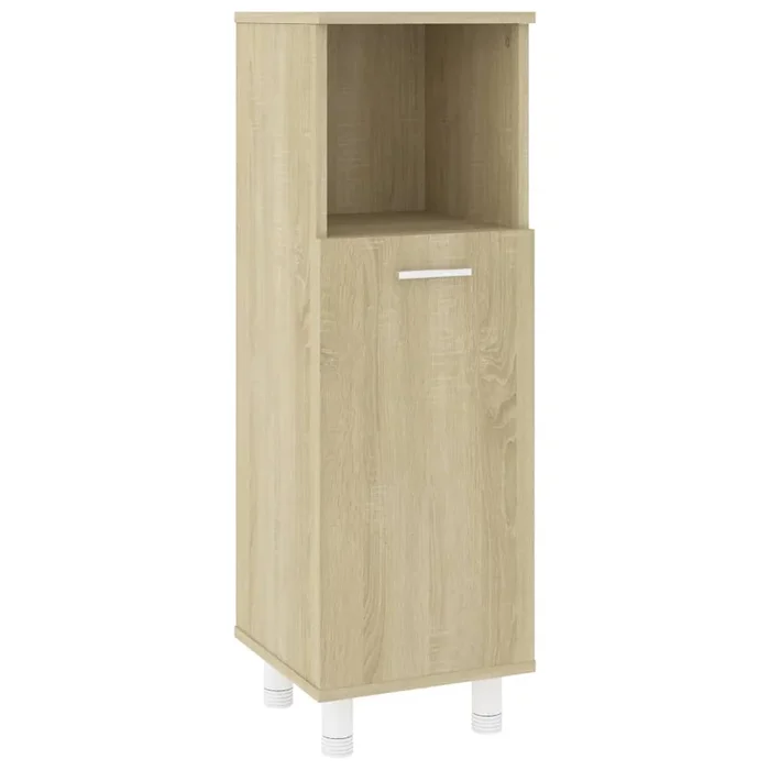 vidaXL Armario de baño madera contrachapada color roble 30x30x95 cm (2)
