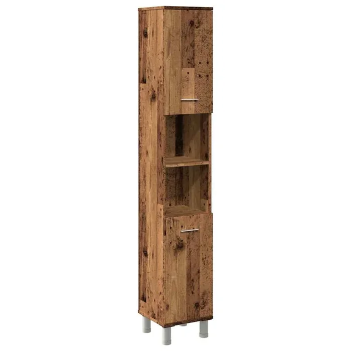 vidaXL Armario de baño madera contrachapada envejecida 30x30x179 cm