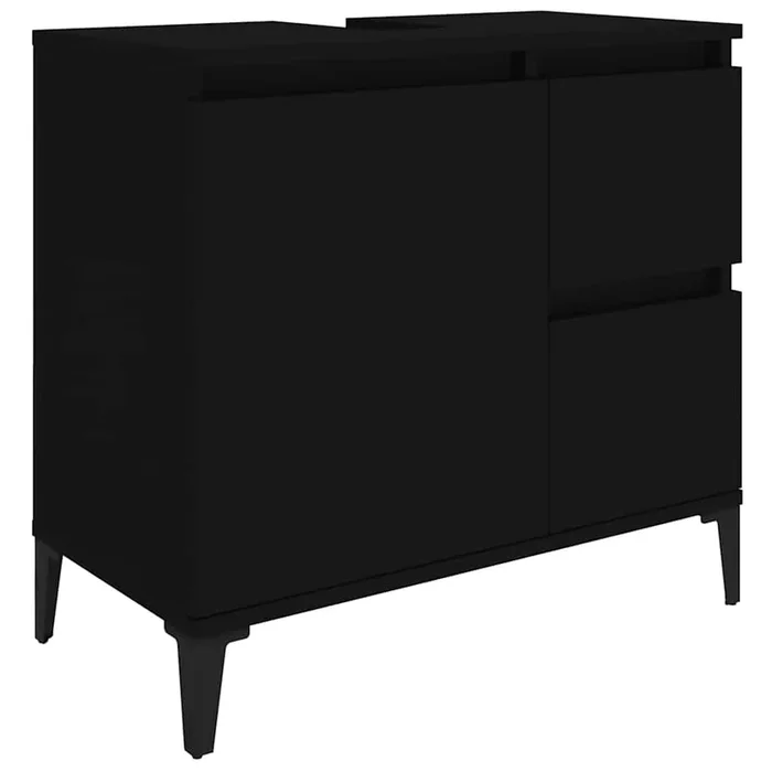 vidaXL Armario de baño madera contrachapada negro 65x33x60 cm (4)