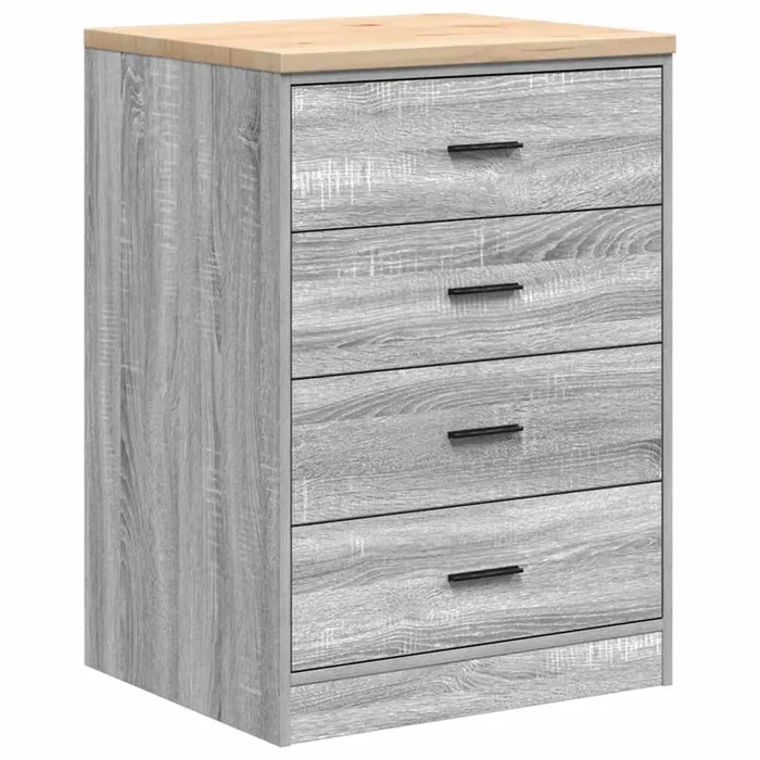 vidaXL Armario de garaje de madera maciza pino gris Sonoma 60x51x85 cm (3)