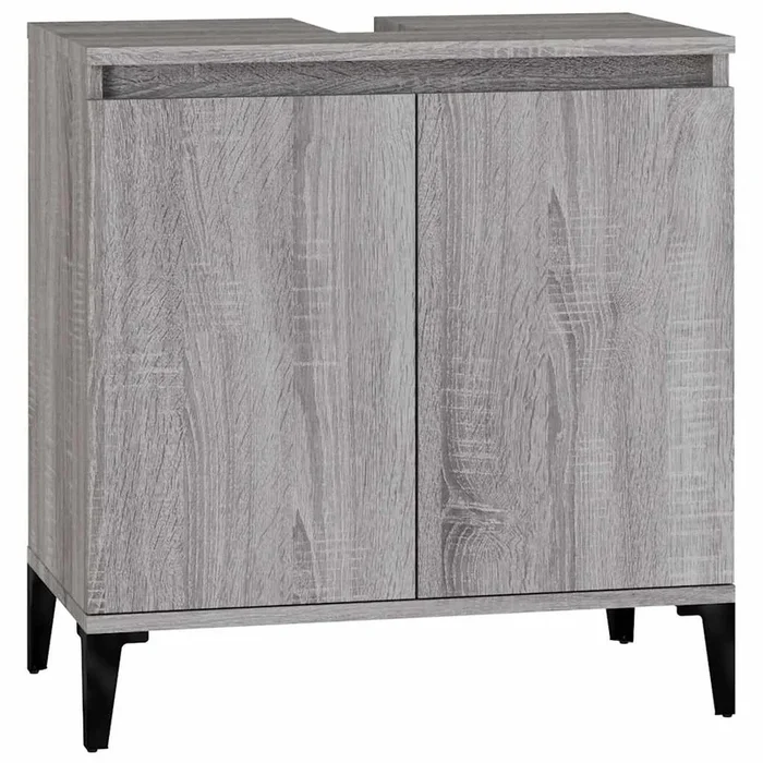 vidaXL Armario de lavabo madera contrachapada gris Sonoma 58x33x60 cm (2)