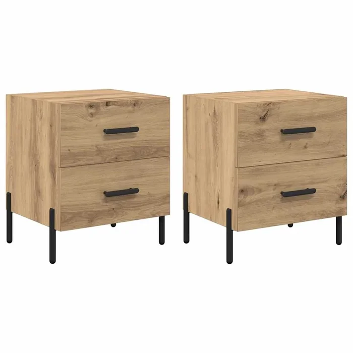 vidaXL Armario de Noche 2 pcs Roble artisan 40 x 35 x 47.5 cm (2)