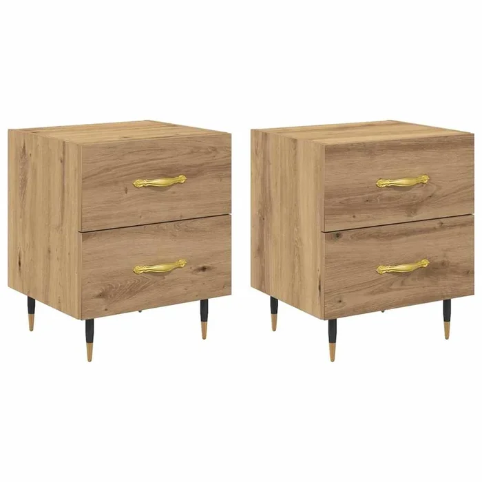 vidaXL Armario de Noche 2 pcs Roble artisan 40 x 35 x 47.5 cm (4)