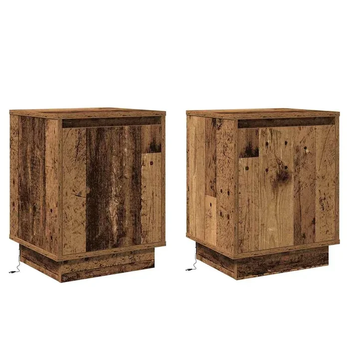 vidaXL Armario de Noche con 2 pcs Madera vieja 39 x 34.5 x 50 cm