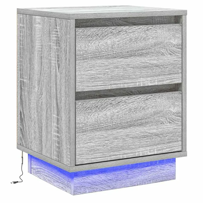 vidaXL Armario de Noche Gris 39 x 34.5 x 50 cm Madera contrachapada (2)
