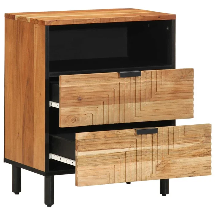 vidaXL Armario de Noche Marrón 50 x 33 x 62 cm madera maciza de acacia (2)