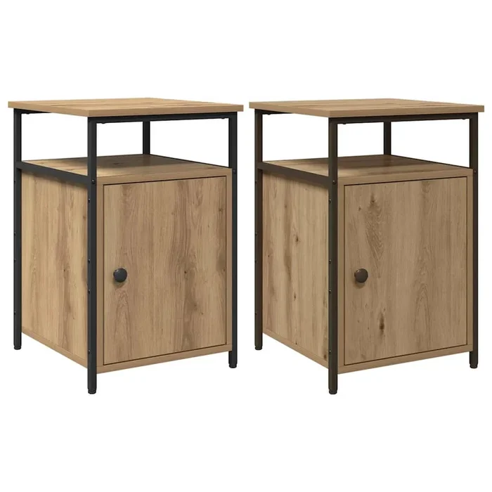 vidaXL Armario de Noche Roble artisan Madera contrachapada (2)