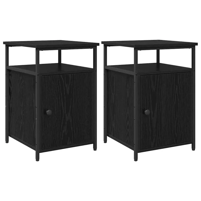 vidaXL Armario de Noche Roble negro Madera contrachapada (3)