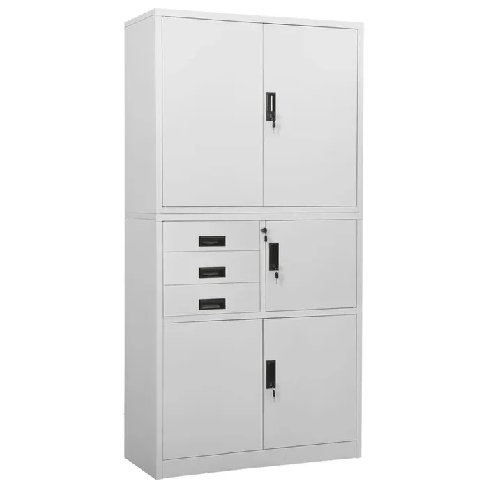 vidaXL Armario de oficina de acero gris claro 90x40x180 cm (3)