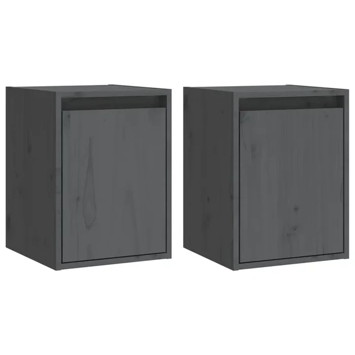vidaXL Armario de pared 2 uds madera maciza de pino gris 30x30x40 cm