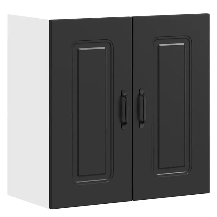 vidaXL Armario de pared para cocina Kalmar madera de ingeniería negra (2)