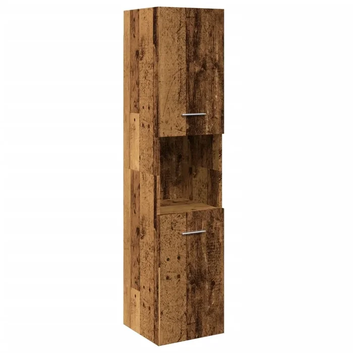 vidaXL Armario pared baño madera ingeniería envejecida 30x30x130 cm