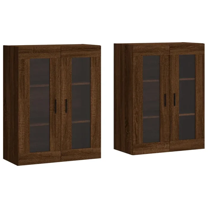 vidaXL Armarios de pared 2 uds madera de ingeniería marrón roble (10)