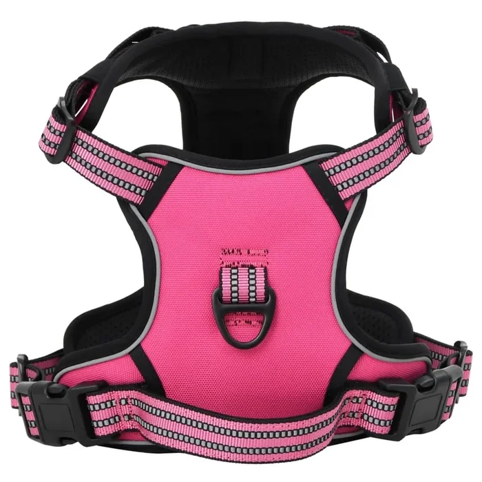 vidaXL Arnés para perros con correa y collar ajustable rosa S