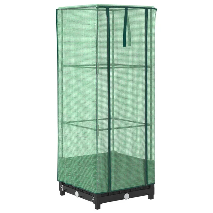 vidaXL Arriate con cubierta invernadero aspecto ratán 40x40x123 cm (5)