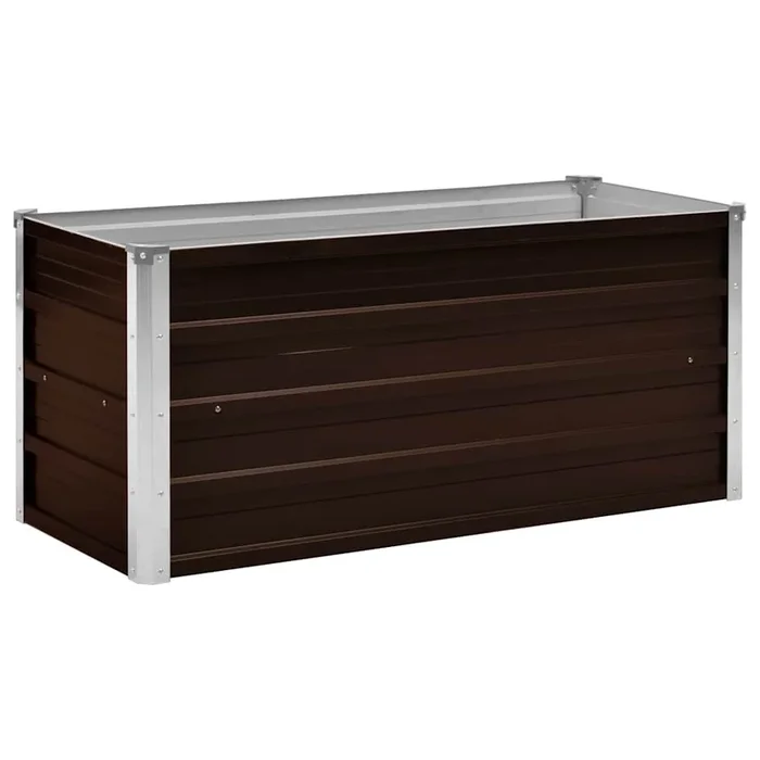 vidaXL Arriate de acero galvanizado marrón 100x40x45 cm