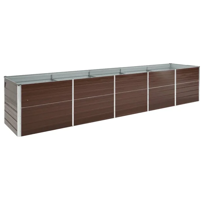 vidaXL Arriate de jardín de acero galvanizado marrón 400x80x77 cm