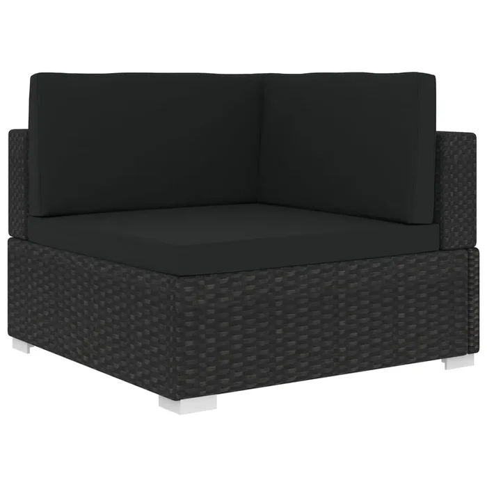 vidaXL Asiento seccional de esquina con cojines 1 ud ratán PE negro