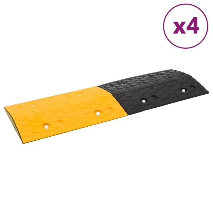 vidaXL Badén de velocidad 4 uds caucho amarillo y negro 97×32,5×4 cm