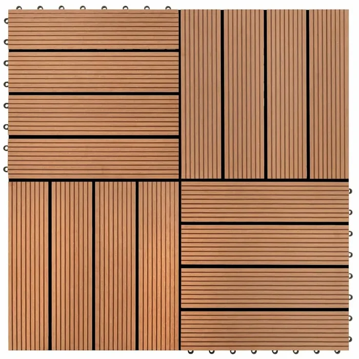 vidaXL Baldosas de porche de WPC 30×30 cm 2 m² gris 22 unidades