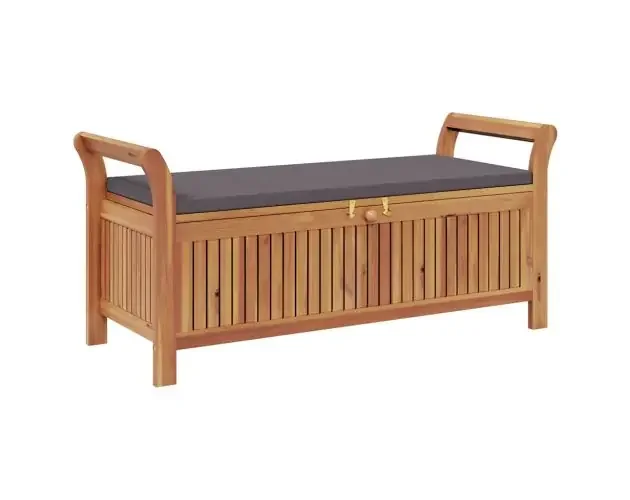 vidaXL banco almacenaje jardín con cojín madera maciza de acacia 126cm | Brico Depôt Miglior Prezzo