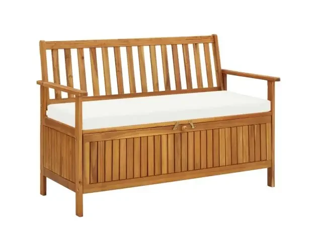 vidaXL banco de almacenaje de jardín madera maciza acacia 120x63x84 cm | Brico Depôt Novità