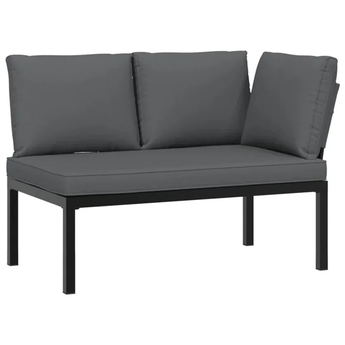 vidaXL Banco de jardín con cojines aluminio negro (3)