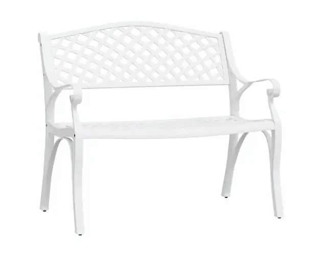 vidaXL banco de jardín de aluminio fundido blanco 102 cm | Brico Depôt Premium