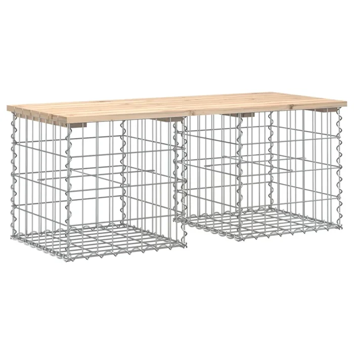 vidaXL Banco de jardín diseño gaviones madera maciza pino 103x44x42 cm (2)