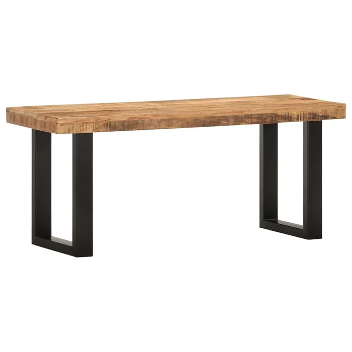vidaXL Banco de madera maciza de mango sin tratar y acero 110 cm