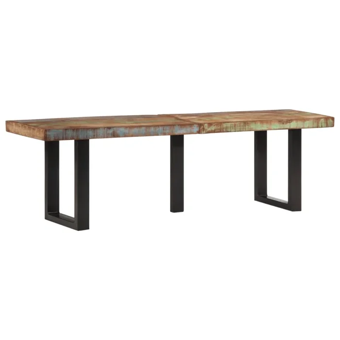 vidaXL Banco de madera maciza reciclada y acero 160 cm