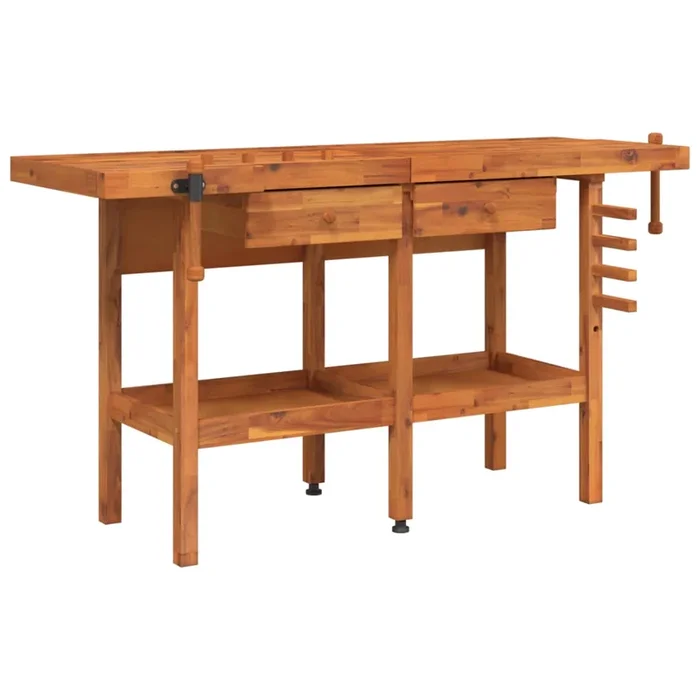 vidaXL Banco de trabajo cajones y tornillos banco madera 162x62x83 cm (2)