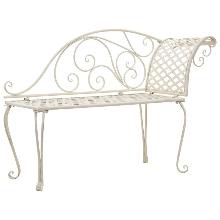vidaXL Banco tumbona de jardín de acero blanco envejecido 128 cm