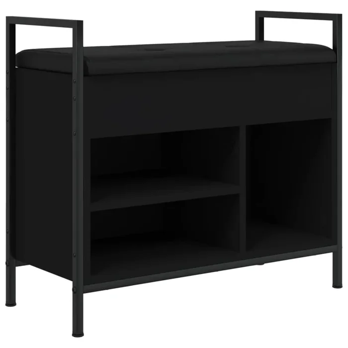 vidaXL Banco zapatero madera de ingeniería negro 65,5x32x57,5 cm