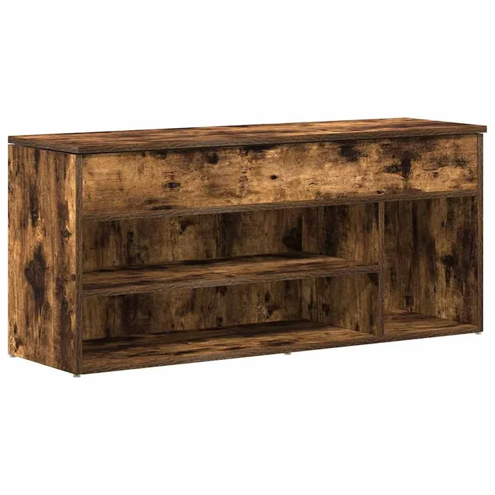 vidaXL Banco zapatero madera de ingeniería roble ahumado 102×30,5x45cm
