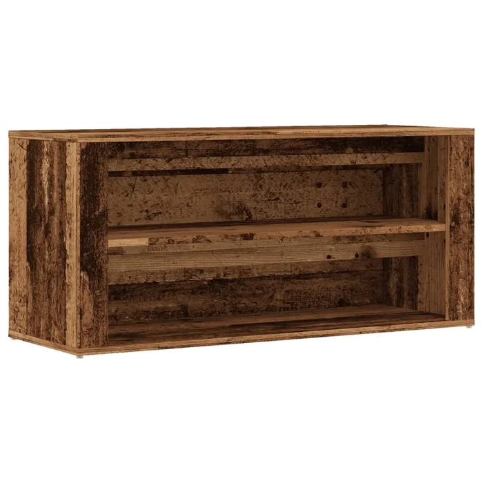 vidaXL Banco zapatero madera ingeniería madera envejecida 100x35x45 cm