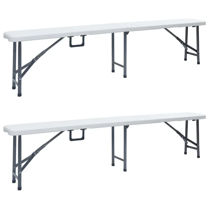 vidaXL Bancos de jardín plegables 2 unidades 180 cm HDE blanco