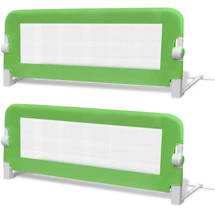 vidaXL Barandilla de seguridad cama de niño 2 uds verde 102×42 cm